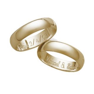 Gold Over Sterling Silver Personalized 5Mm. Band With Message Inside   9