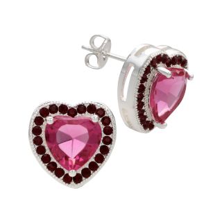 Bridge Jewelry Pure Silver Plated Red Crystal Heart Earrings
