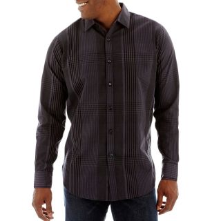 Haggar Long Sleeve Button Down Shirt, Black, Mens