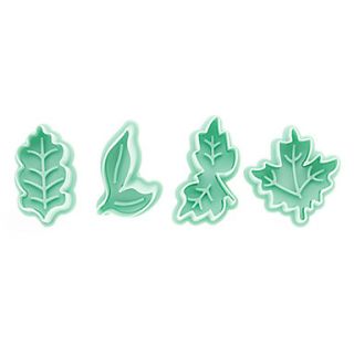 Leaf Pattern Cake and Cookie Cutter Mold with Plunger (4 Pieces)