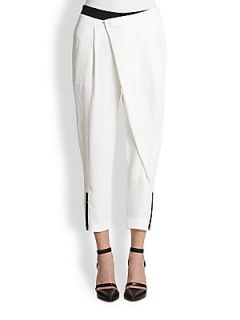 Helmut Lang Sugar Crossover Front Cropped Pants   Optic White