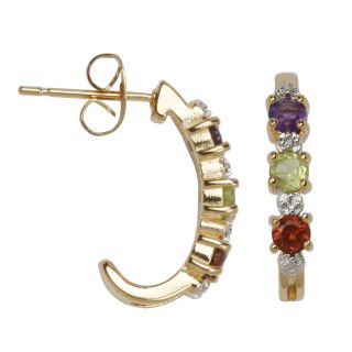 Bridge Jewelry Multi Gemstone J Hoop Earrings