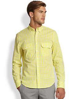  Collection Modern Fit Gingham Double Pocket Sportshirt   Yello
