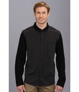 Elie Tahari Finley Knit Mens Long Sleeve Button Up (Black)