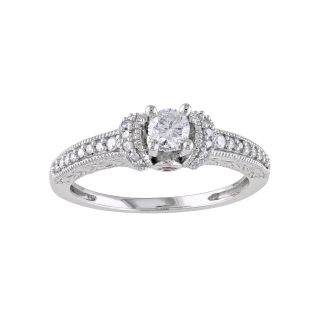 1/3 CT. T.W. Diamond & Pink Sapphire Engagement Ring, White, Womens