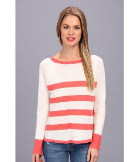 Central Park West Linen Stripe Sweater Womens Sweater (Orange)