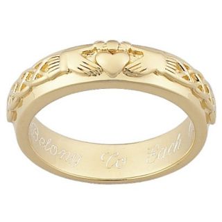 Gold Over Sterling Silver Engraved Claddagh Wedding Band   8