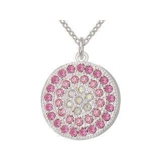 Bridge Jewelry Pure Silver Plated Pink Crystal Disc Pendant