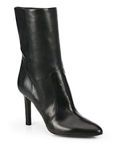 Tamara Mellon Rebel Slouchy Leather Mid Calf Boots   Black