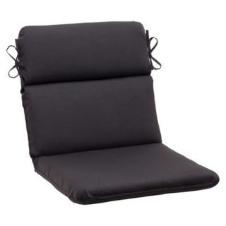 Outdoor Rounded Chair Cushion   Black Fresco Solid