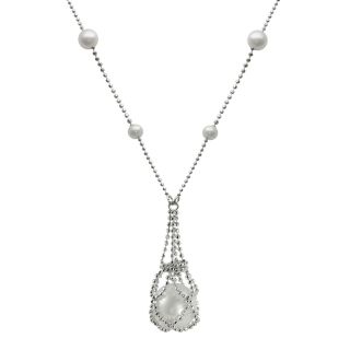Cultured Freshwater Pearl Sterling Silver Lace Necklace, Womens