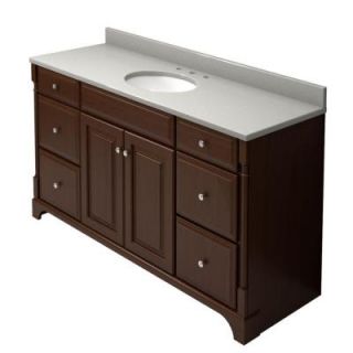 KraftMaid 60 in. Vanity in Autumn Blush with Natural Quartz Vanity Top in Zircon and White Sink VC60216S7.ASP.7118PN
