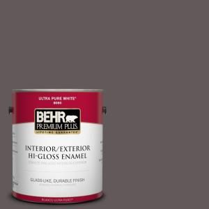 BEHR Premium Plus 1 gal. #T14 10 Coffee Bar Hi Gloss Enamel Interior/Exterior Paint 830001