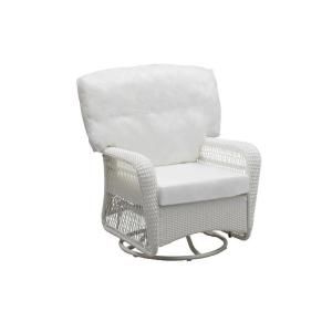Martha Stewart Living Charlottetown White All Weather Wicker Patio Swivel Rocker Lounge Chair with Bare Cushion 55 619556/44
