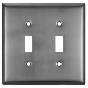 Stanley National Hardware 2 Gang Switch Wall Plate   Antique Pewter V8001 DBL SWITCHPLAT APW