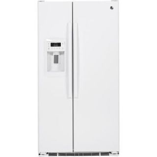GE 22.66 cu. ft. Side by Side Refrigerator in White, Counter Depth GZS23HGEWW