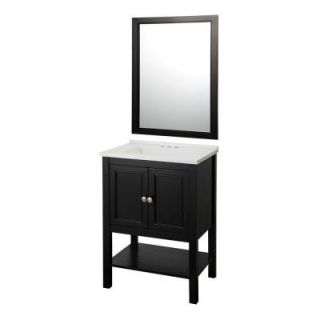 Foremost Addie 25 in. Vanity in Espresso with Cultured Marble Vanity Top in White and Mirror DISCONTINUED ADEVC2418