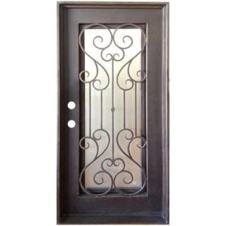 Trento 38 in. x 81 in. Copper Prehung Straight Top Right Hand Inswing Wrought Iron Single Straight Top Entry Door TR104 1