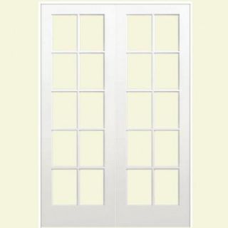 Masonite Smooth 10 Lite Solid Core Primed Pine Double Prehung Interior French Door 468338