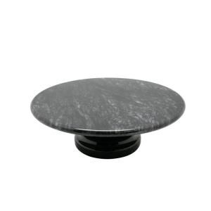 Creative Home 10 in. x 10 in. x 3.125 in. Cake Plate on Pedestal in Black Marble 74755