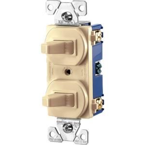 Cooper Wiring Devices Commercial Grade 15 Amp Single Pole 2 Toggle Switches with Back and Side Wiring   Ivory 271V BOX