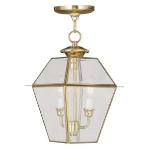 Filament Design Providence 2 Light Hanging Outdoor Polished Brass Incandescent Lantern CLI MEN2285 02