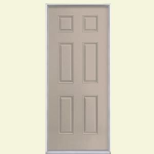 Masonite 6 Panel Painted Smooth Fiberglass Entry Door with No Brickmold 31305