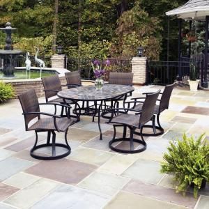 Home Styles Stone Harbor 7 Piece Patio Dining Set with Newport Swivel Chairs 5601 335