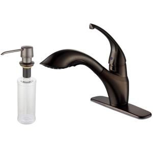 KRAUS Single Handle Low Arc Pull Out Sprayer Kitchen Faucet and Dispenser in Oil Rubbed Bronze KPF 2210 KSD 30ORB