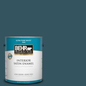BEHR Premium Plus 1 gal. #520F 7 Kingfisher Zero VOC Satin Enamel Interior Paint 730001