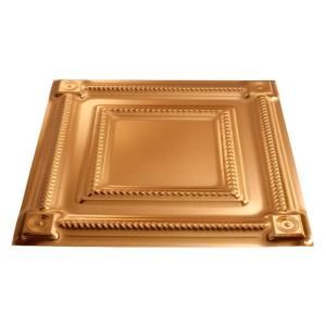 Fasade Coffer 2 ft. x 2 ft. Polished Copper Lay in Ceiling Tile L61 25