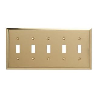 Amerelle Steel 5 Toggle Wall Plate   Bright Brass SB163T5BR