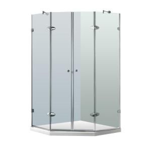 Vigo 47 5/8 in. x 47 5/8 in. x 76 in. Neo Angle Shower Enclosure in Chrome with Clear Glass and Low Profile Base VG6063CHCL47WS