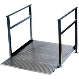 Peace Of Mind 3 ft. x 3 ft. 6 in. x 3 in. Aluminum Threshold Ramp with Handrails in Bronze POM423