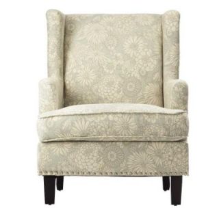 Home Decorators Collection Vincent Mist Fabric Wing Back Arm Chair 0947200580