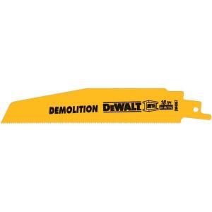 DEWALT 6 in. 18 TPI Demolition Bi Metal Reciprocating Saw Blade (5 Pack) DW4867