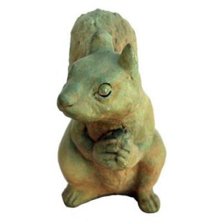 Cast Stone Sitting Squirrel Garden Statue   Weathered Bronze GNSQST WB