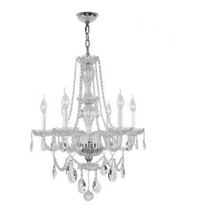 Worldwide Lighting Provence Collection 6 Light Chrome and Clear Crystal Chandelier W83096C23