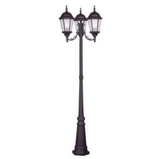 Filament Design Providence 3 Head 86 in. Outdoor Bronze Complete Post Fixture with Clear Water Glass Shade CLI MEN7553 07