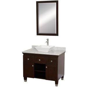 Wyndham Collection Premiere 36 in. Vanity in Espresso with Marble Vanity Top in Carrara White with White Porcelain Sink and Mirror WCV500036ESCWD28WH