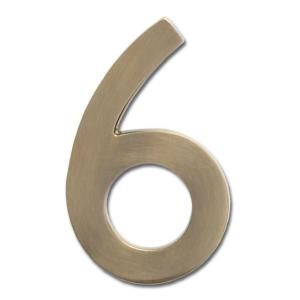 Architectural Mailboxes Solid Cast Brass 5 in. Antique Brass Floating House Number 6 3585AB 6