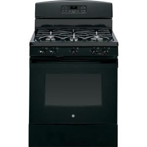 GE 5.0 cu. ft. Gas Range with Self Cleaning Convection Oven in Black JGB690DEFBB