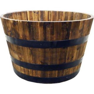 Real Wood 26 in. Half Whiskey Barrel Planter G3056