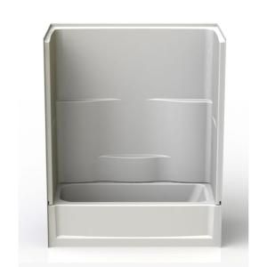 Aquatic 60 in. x 30 in. x 72 in. 2 Piece Direct to Stud Tub Wall in White 2603302PPCL WH