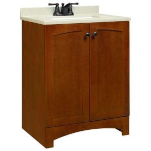 Glacier Bay Melborn 24 in. Vanity in Chestnut with Solid Surface Technology Vanity Top in Wheat PPMELCHT24Y