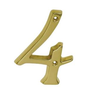 Schlage 4 in. Bright Brass Classic House Number 4 SC2 3046 605