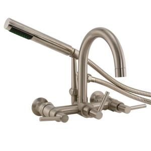 Barclay Products 3 Handle Claw Foot Tub Faucet with Hand Shower in Brushed Nickel 7088 ML BN