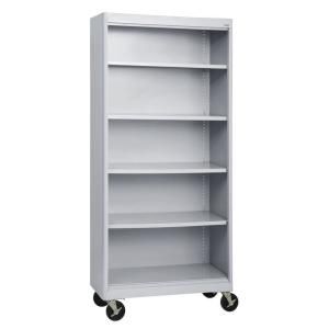 Radius Edge Dove Gray 5 Shelf Steel Mobile Bookcase BM4R361872 05