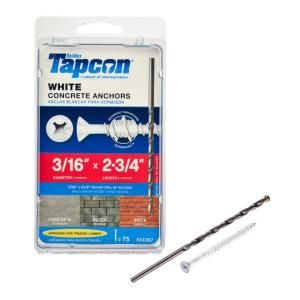 Tapcon 3/16 in. x 2 3/4 in. White Polymer Plated Steel Phillips Head Concrete Anchors (75 Pack) 24367