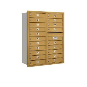 Salsbury Industries 41 in. H x 31 1/8 in. W Gold Rear Loading 4C Horizontal Mailbox with 20 MB1 Doors 3711D 20GRU